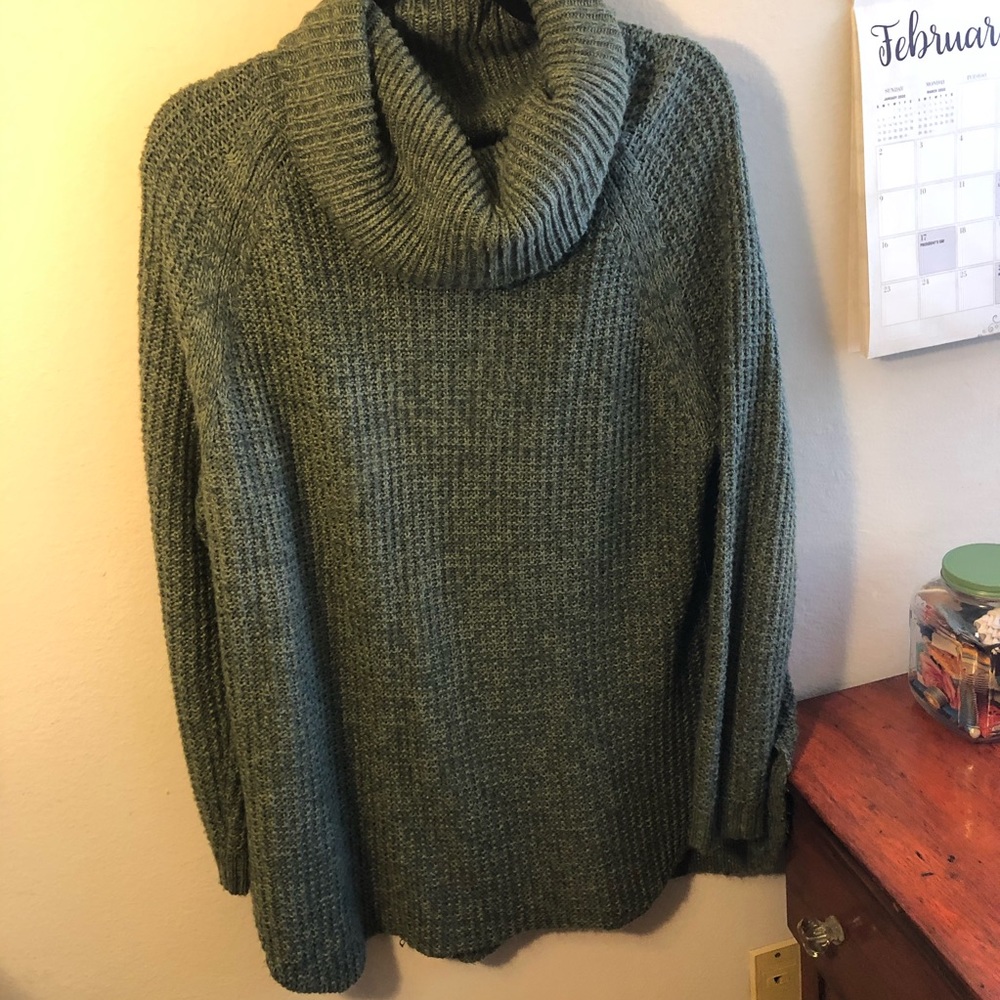 Green cowl neck oversize sweater